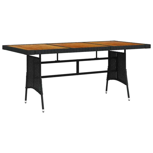 Gossi masa de gradina negru 160x70x72 cm poliratan/lemn masiv acacia