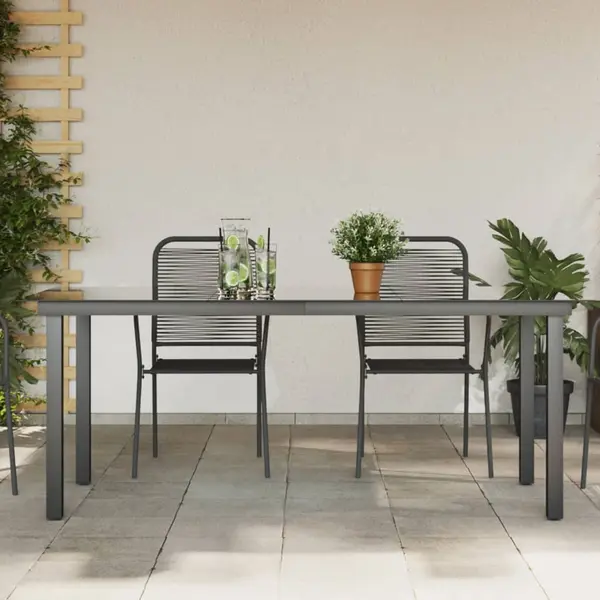 Gossi masa de gradina, negru, 190 x 90 x 74 cm, aluminiu si sticla