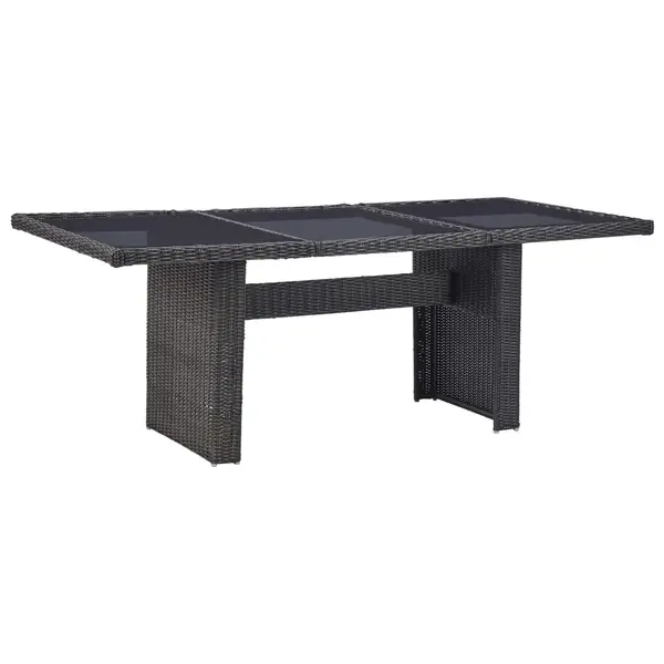 Gossi masa de gradina, negru, 200 x 100 x 74 cm, sticla si poliratan