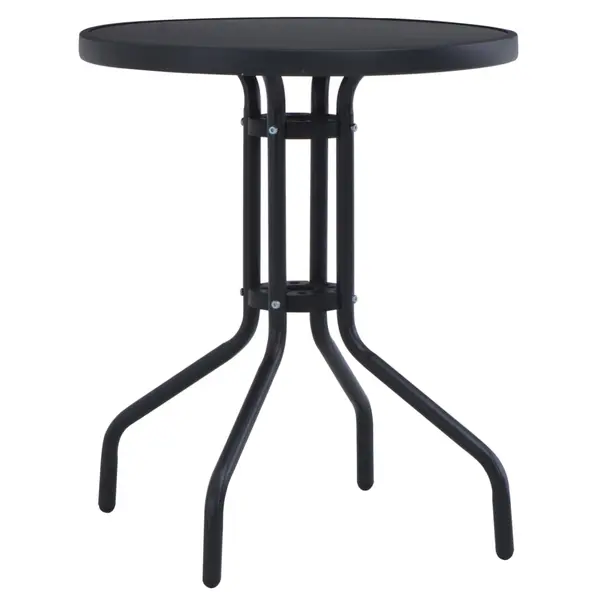 Gossi masa de gradina, negru, 80 cm, otel si sticla
