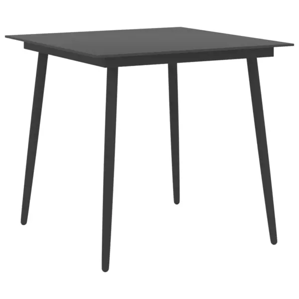 Gossi masa de gradina, negru, 80 x 80 x 74 cm, otel si sticla