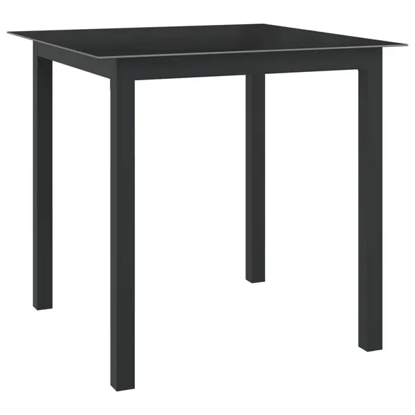 Gossi masa de gradina, negru, 80x80x74 cm, aluminiu si sticla
