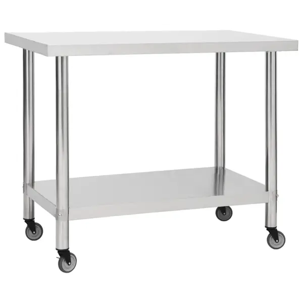 Gossi masa de lucru bucatarie cu roti, 100x45x85 cm, otel inoxidabil