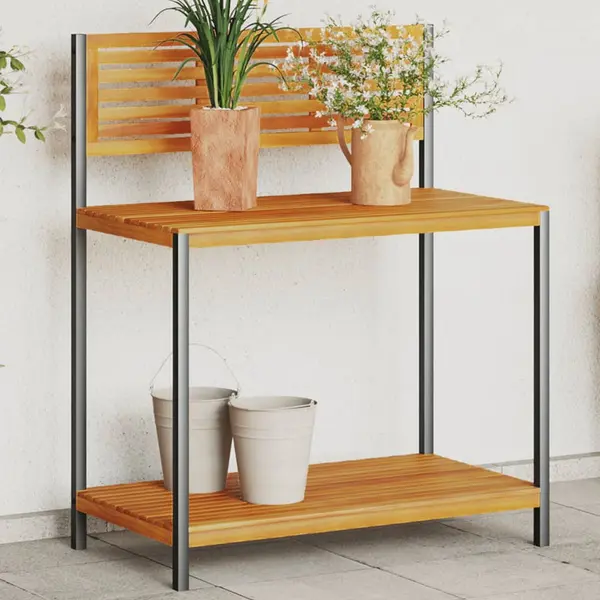 Gossi masa de lucru de gradina 90x50x110 cm lemn masiv acacia si otel