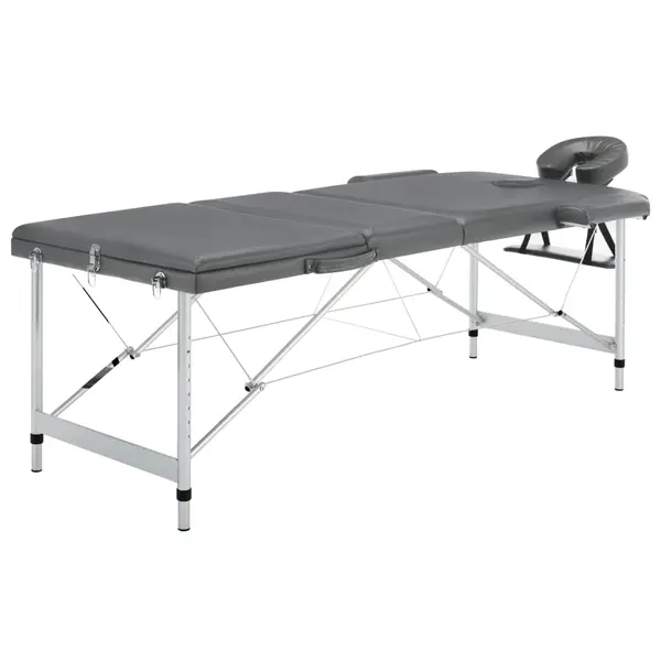 Gossi masa de masaj cu 3 zone, cadru aluminiu, antracit, 186 x 68 cm