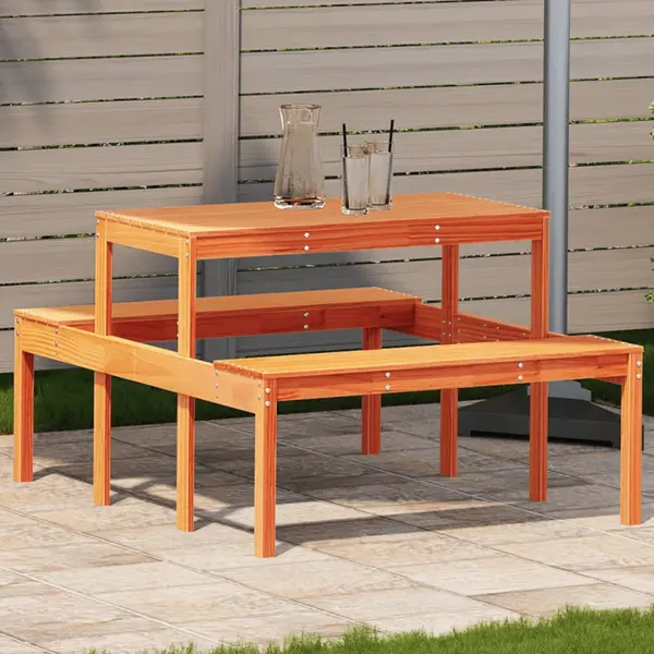 Gossi masa de picnic, maro ceruit, 110x134x75 cm, lemn masiv pin