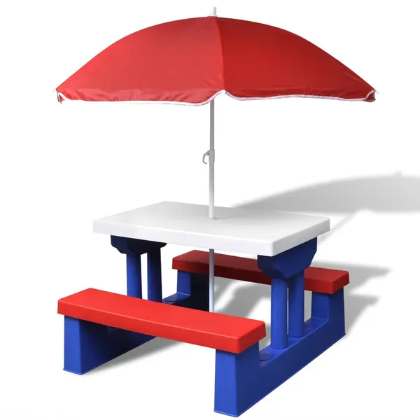 Gossi masa de picnic pentru copii cu banci & umbrela, multicolor