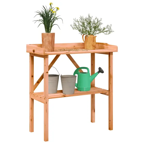 Gossi masa de plante cu raft, maro, 78x38x82,5 cm, lemn masiv de brad