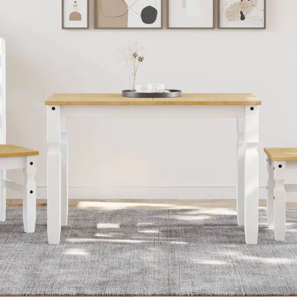 Gossi masa de sufragerie corona, alb 112x60x75 cm lemn masiv de pin