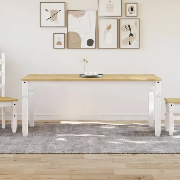 Gossi masa de sufragerie corona, alb 180x90x75 cm lemn masiv de pin