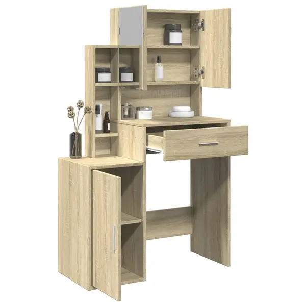 Gossi masa de toaleta cu dulap, stejar sonoma, 80x35x132 cm