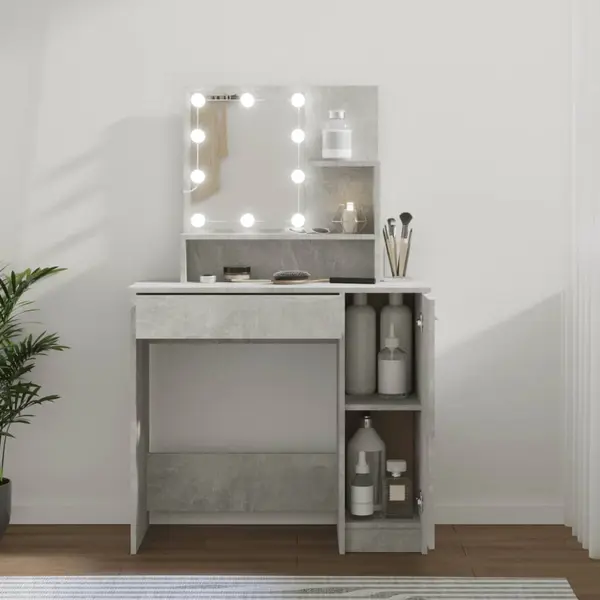 Gossi masa de toaleta cu led, gri beton, 86,5x35x141 cm
