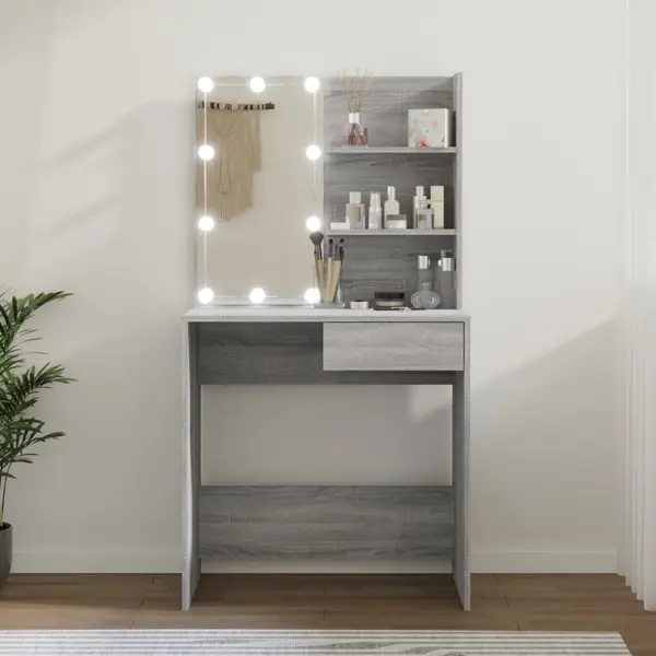 Gossi masa de toaleta cu led, gri sonoma, 74,5x40x141 cm