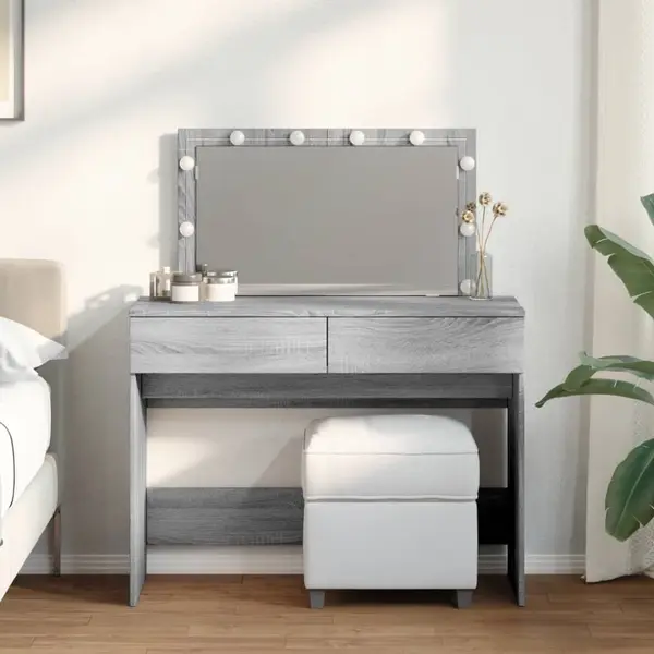 Gossi masa de toaleta cu led, sonoma gri, 100x40x120 cm