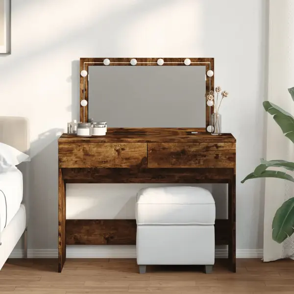 Gossi masa de toaleta cu led, stejar afumat, 100x40x120 cm