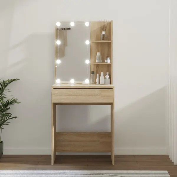 Gossi masa de toaleta cu led, stejar sonoma, 60x40x140 cm