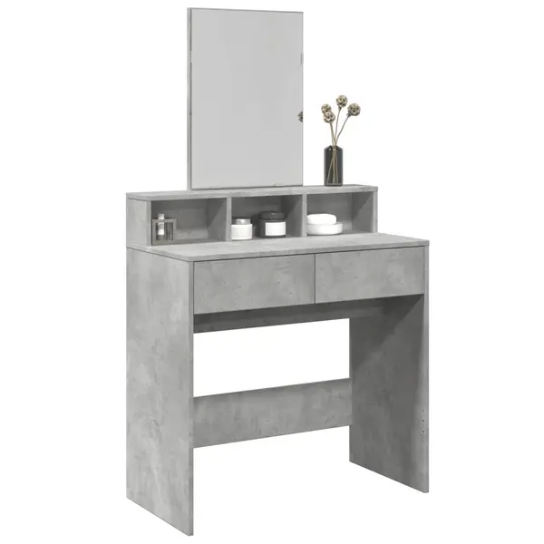 Gossi masa de toaleta cu oglinda, gri beton, 80x41x144,5 cm