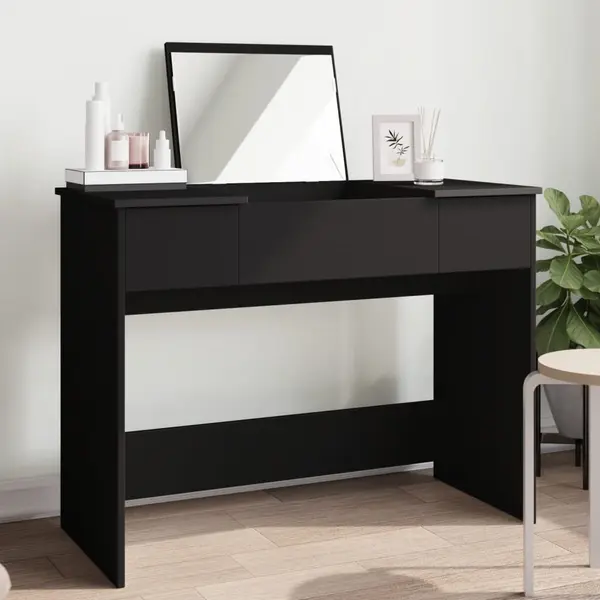 Gossi masa de toaleta cu oglinda, negru, 100x45x76 cm