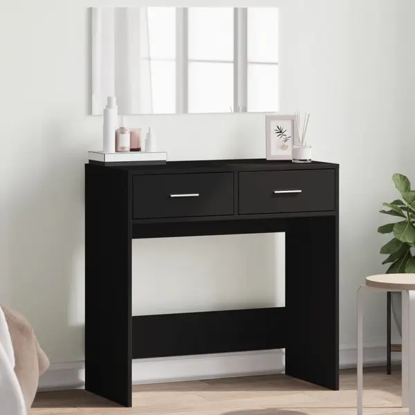 Gossi masa de toaleta cu oglinda, negru, 80x39x80 cm