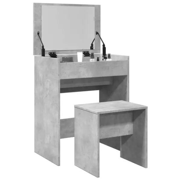 Gossi masa de toaleta si taburet, gri beton, 60x40x113,5 cm