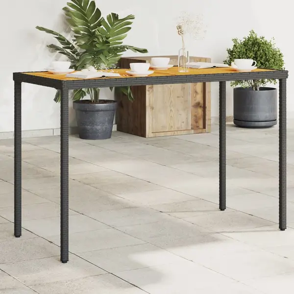 Gossi masa gradina blat din lemn acacia, negru 115x54x74 cm poliratan