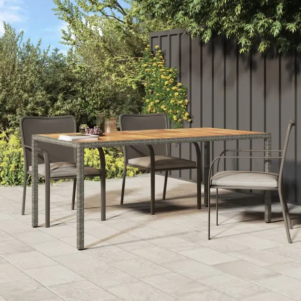Gossi masa gradina, gri, 190x90x75 cm, poliratan si lemn de acacia