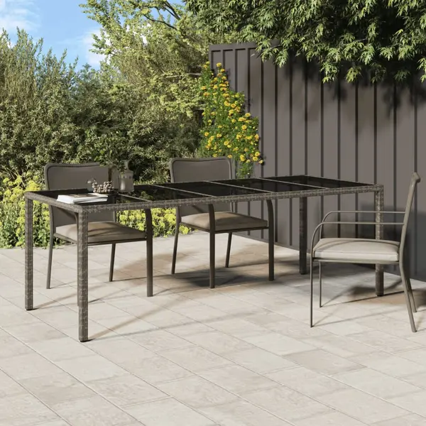 Gossi masa gradina, gri, 250x100x75 cm, sticla securizata/poliratan