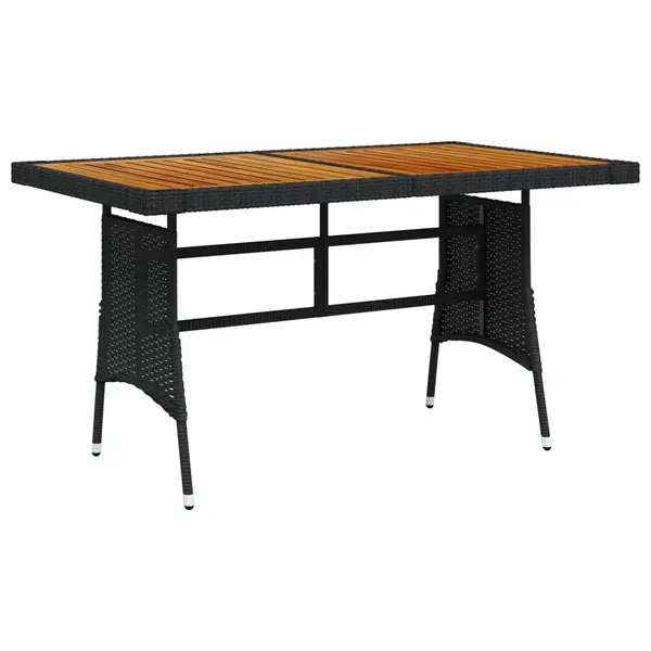 Gossi masa gradina, negru, 130x70x72 cm, poliratan/lemn masiv acacia