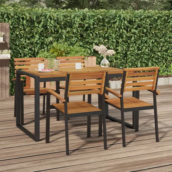 Gossi masa gradina picioare forma de u 140x80x75 cm lemn masiv acacia