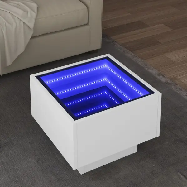 Gossi masa laterala cu led, alb, 40x40x30 cm, lemn prelucrat
