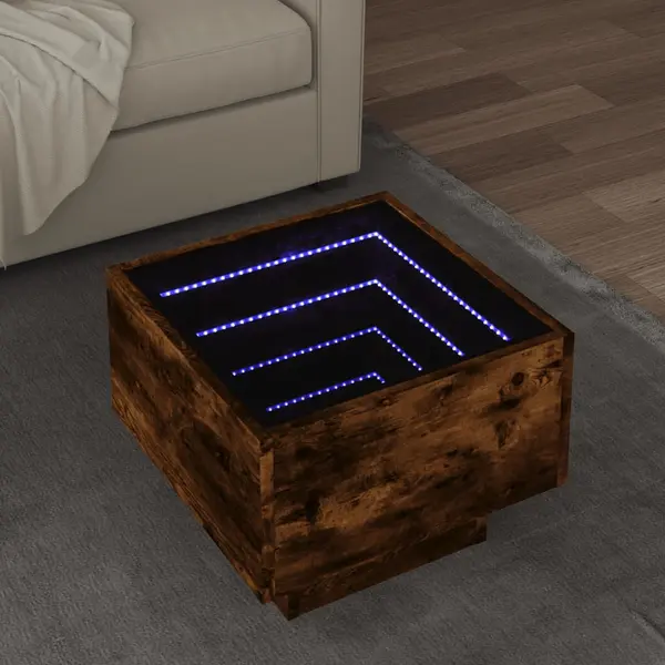 Gossi masa laterala cu led stejar fumuriu 40x40x30 cm lemn prelucrat