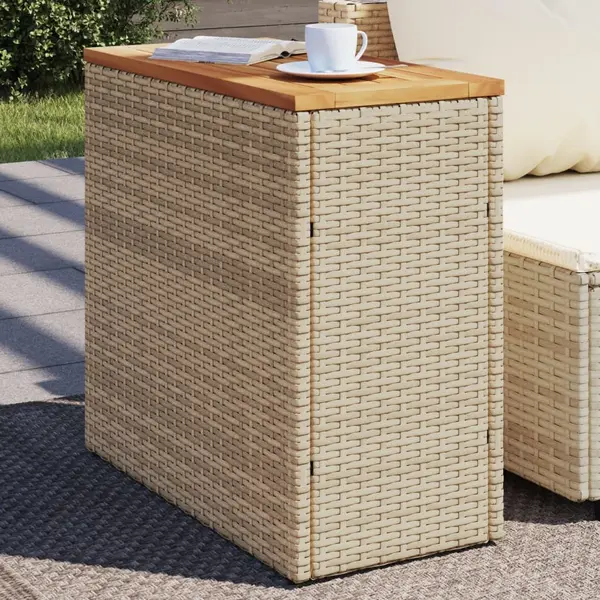 Gossi masa laterala de gradina blat lemn bej 58x27,5x55 cm poliratan
