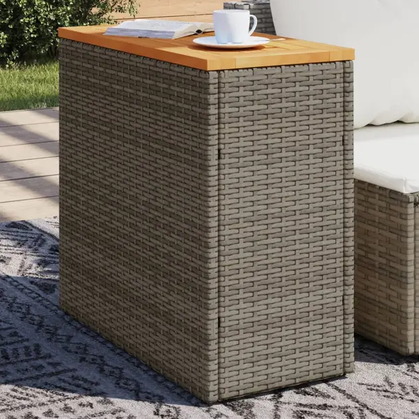 Gossi masa laterala de gradina blat lemn gri 58x27,5x55 cm poliratan