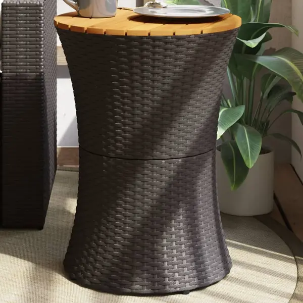 Gossi masa laterala de gradina, forma de toba, negru, poliratan/lemn