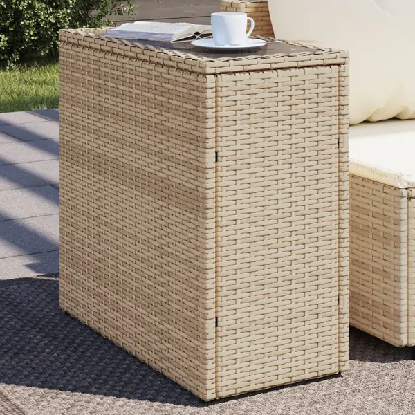 Gossi masa laterala gradina, blat sticla, bej 58x27,5x55 cm poliratan