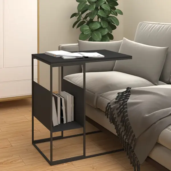 Gossi masa laterala, negru, 55x36x59,5 cm, lemn compozit