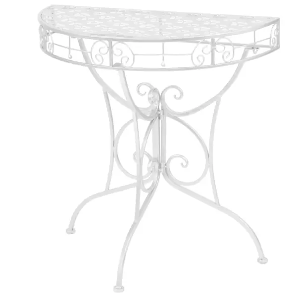 Gossi masa laterala tip vintage argintiu 72x36x74 cm metal semirotund