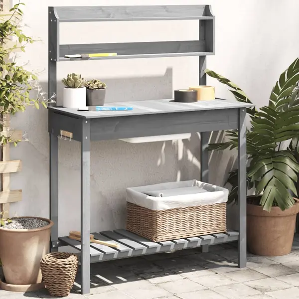 Gossi masa plantare cu chiuveta gri 147,5x44x139,5cm lemn masiv brad