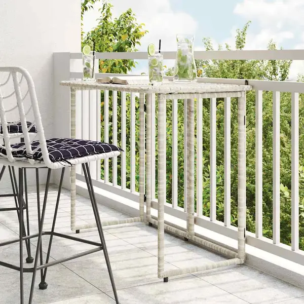 Gossi masa pliabila de gradina gri deschis 90x51x75 cm poly ratan