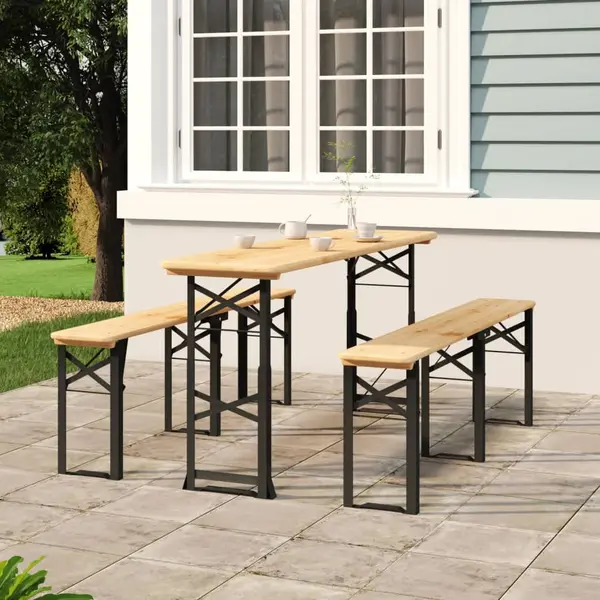 Gossi masa pliabila pentru bere 170x50x75/105 cm, lemn masiv de brad