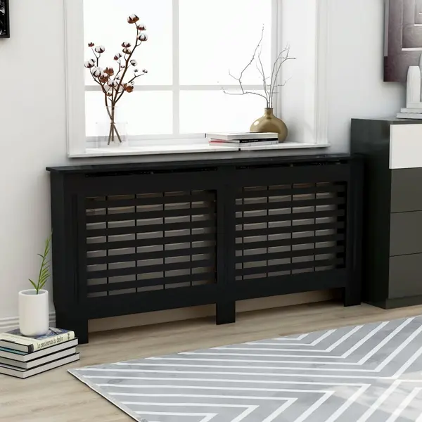 Gossi masca de calorifer, negru, 172 x 19 x 81,5 cm, mdf