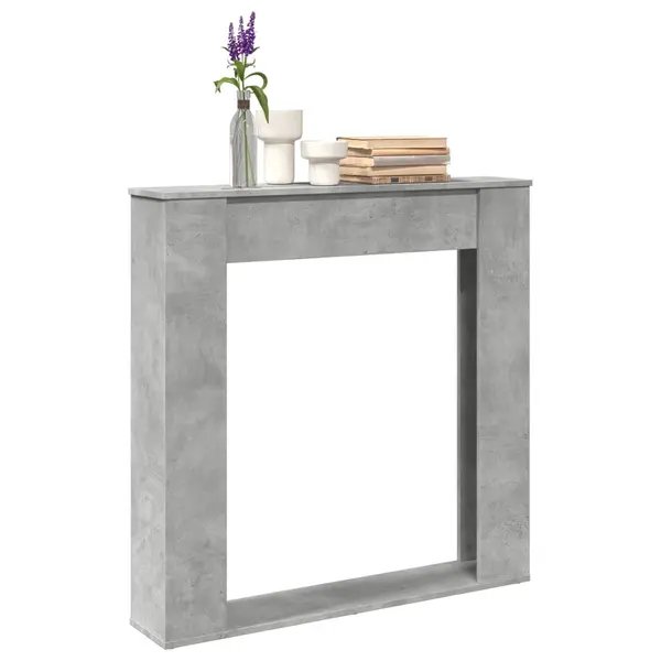 Gossi masca de semineu, gri beton, 100x20x100 cm, lemn prelucrat