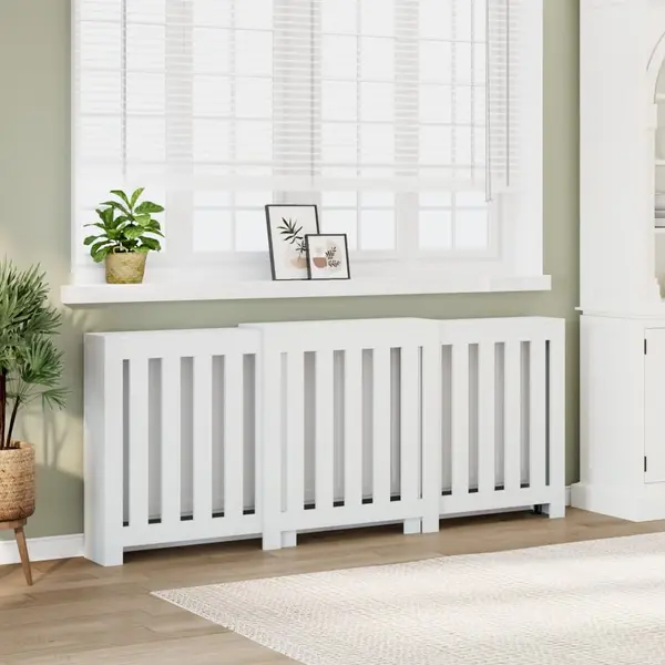 Gossi masca pentru calorifer, alb, 205x21,5x83,5 cm, lemn prelucrat