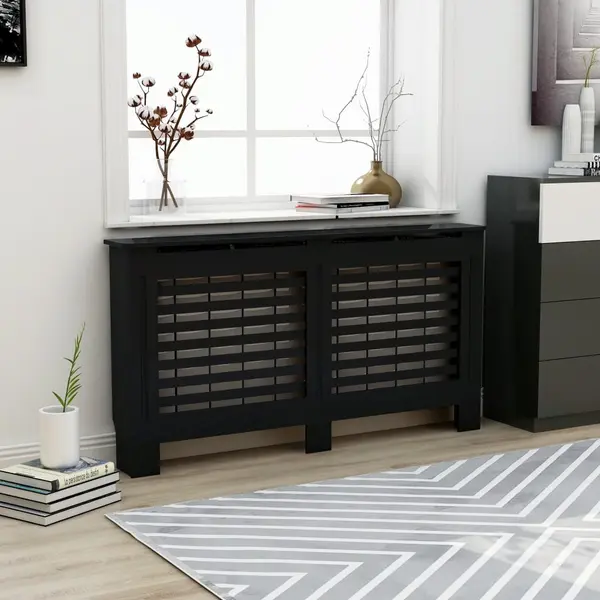 Gossi masca pentru calorifer, negru, 152 x 19 x 81,5 cm, mdf