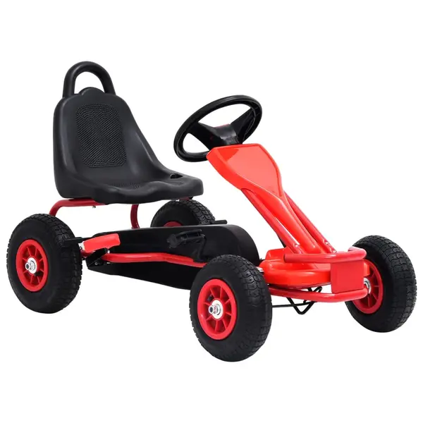 Gossi masinuta kart cu pedale si roti pneumatice, rosu