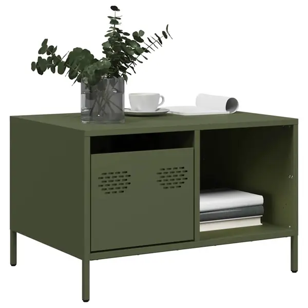 Gossi masuta cafea verde masliniu 68,5x50x43,5cm otel laminat la rece