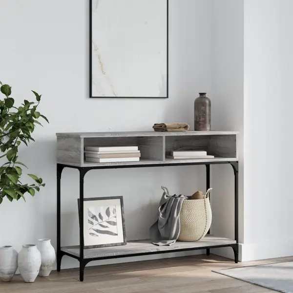 Gossi masuta consola, gri sonoma, 100x30,5x75 cm, lemn prelucrat