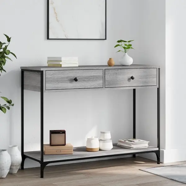 Gossi masuta consola, gri sonoma, 100x34,5x75 cm, lemn prelucrat