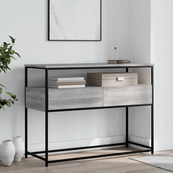 Gossi masuta consola, gri sonoma, 100x40x75 cm, lemn prelucrat