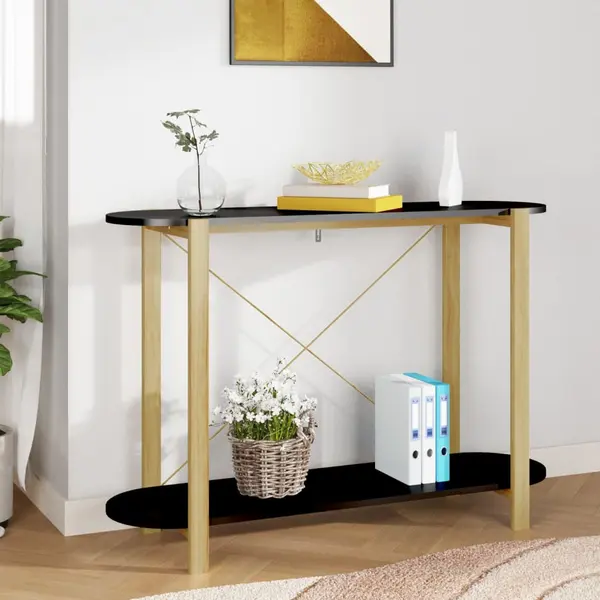 Gossi masuta consola, negru, 110x38x75 cm, lemn prelucrat